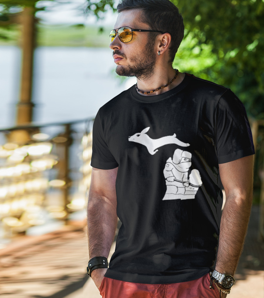 Michigan Snow Shoveling And Skiing Hare T-Shirt