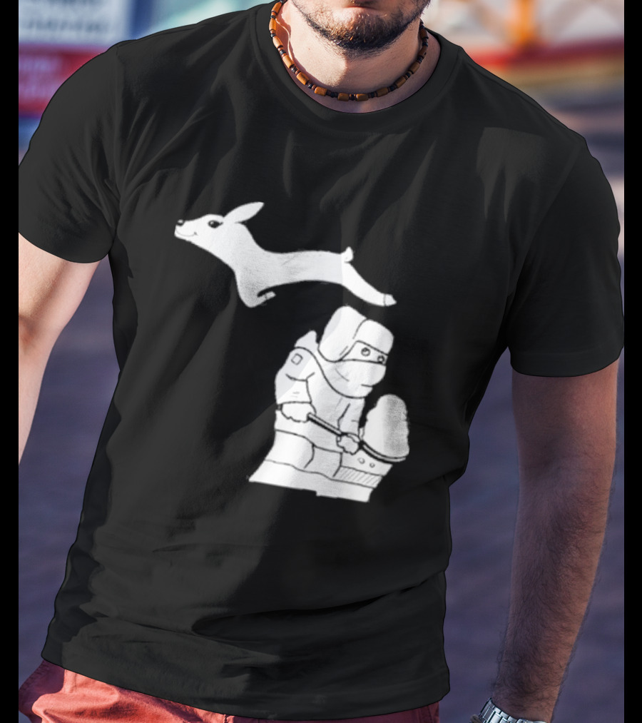 Michigan Snow Shoveling And Skiing Hare T-Shirt