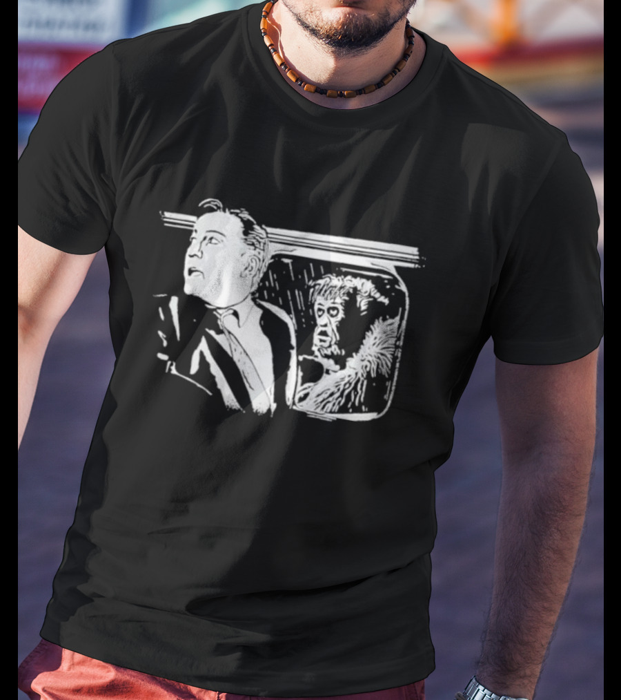 Nightmare At 20000 Feet Twilight Zone Classic Scene With Gremlin Aircraft Passenger T-Shirt