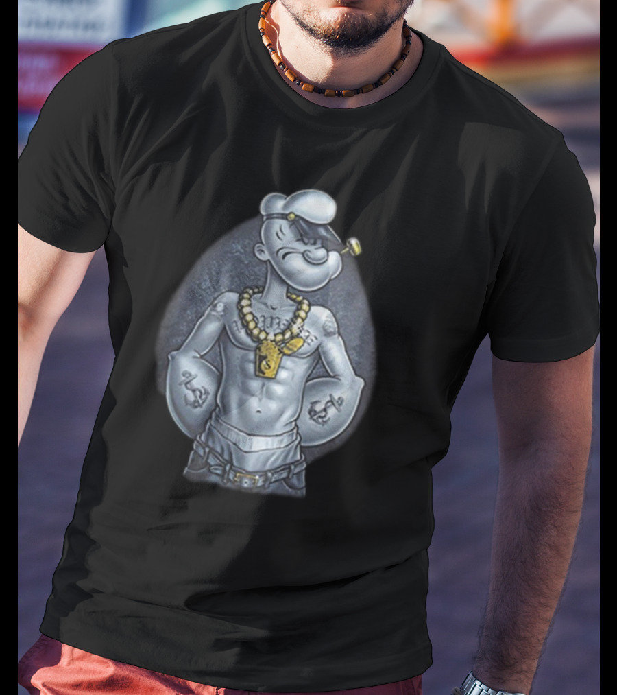 Popeye The Sailor Man Gangster Thug Jewelry Tattoos Pipe T-Shirt