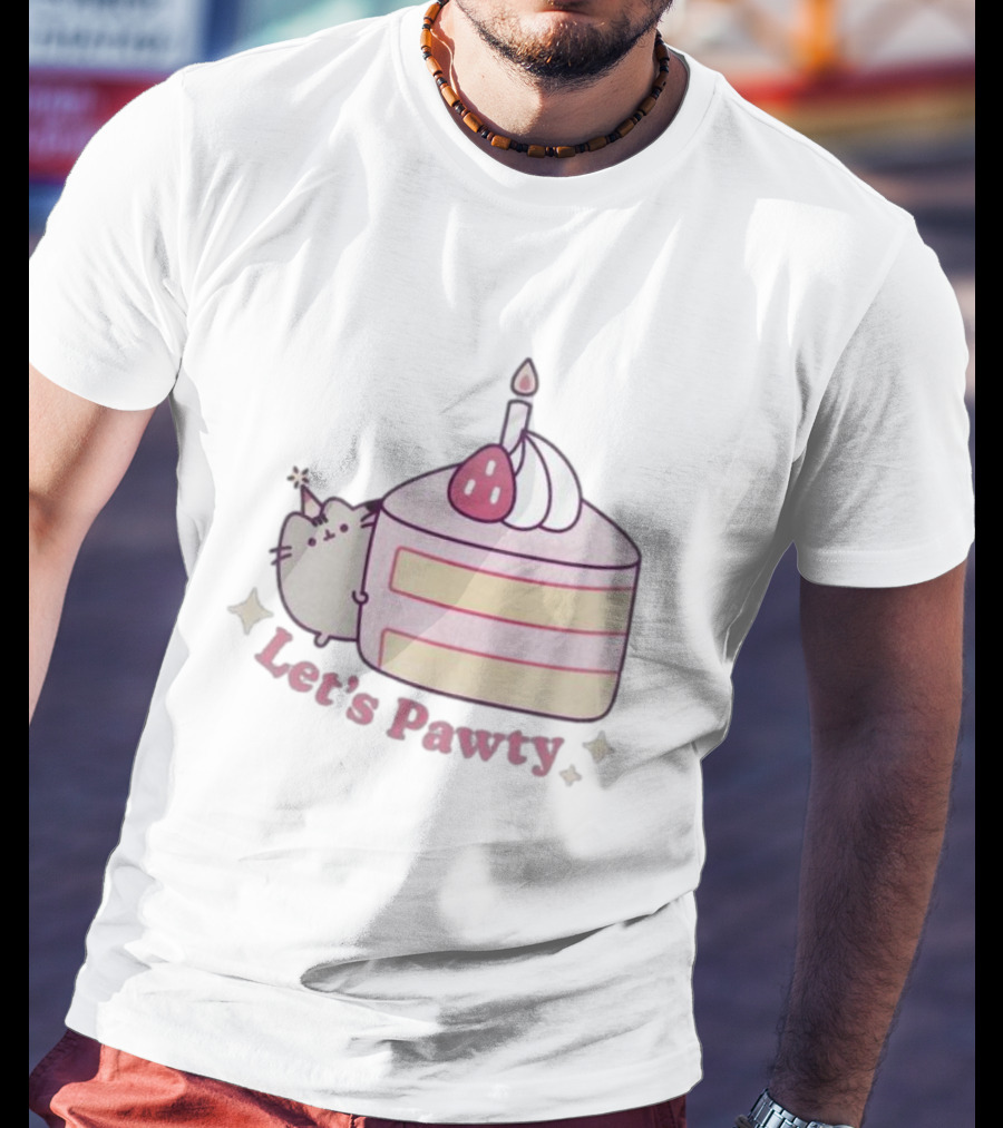 Pusheen Let's Pawty Cake Celebration Grey Marl T-Shirt