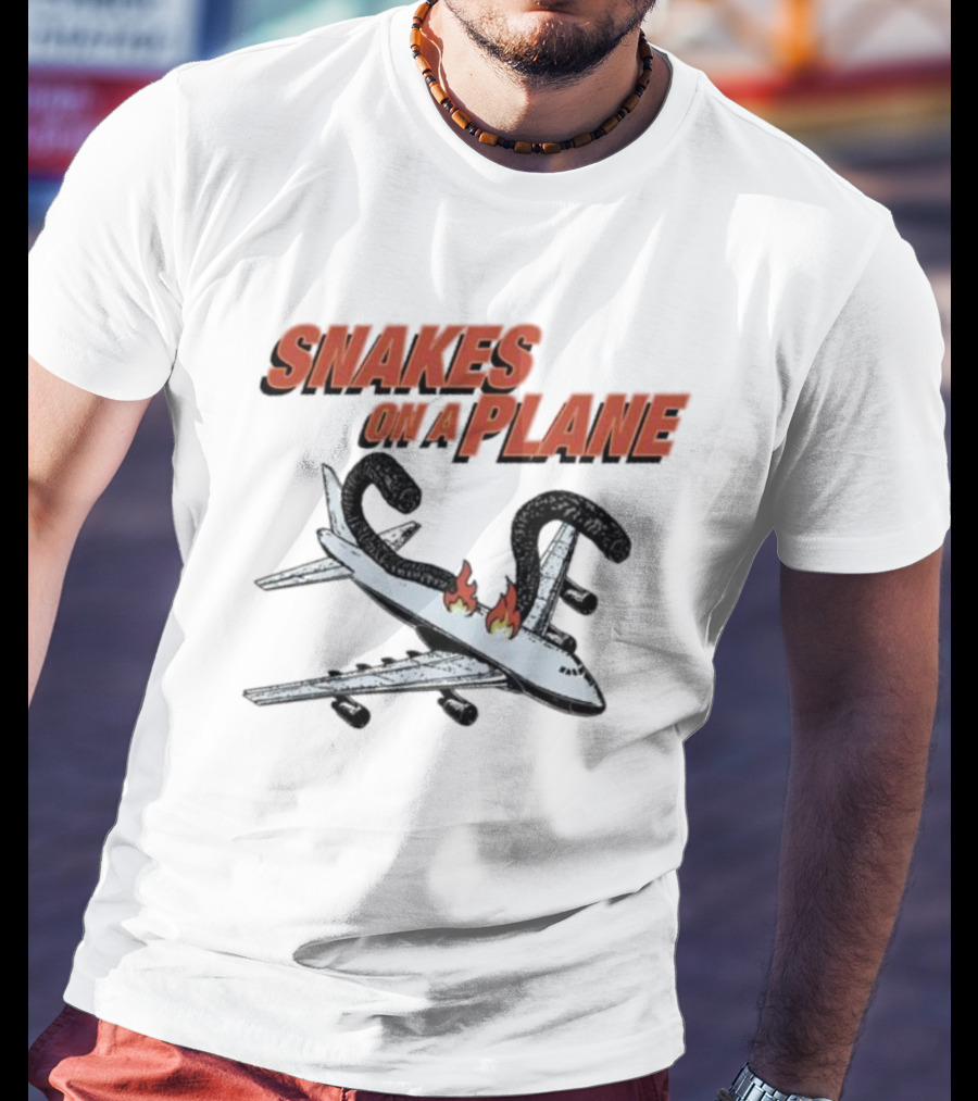 Snakes On A Plane Fire Flames Jet Airliner T-Shirt