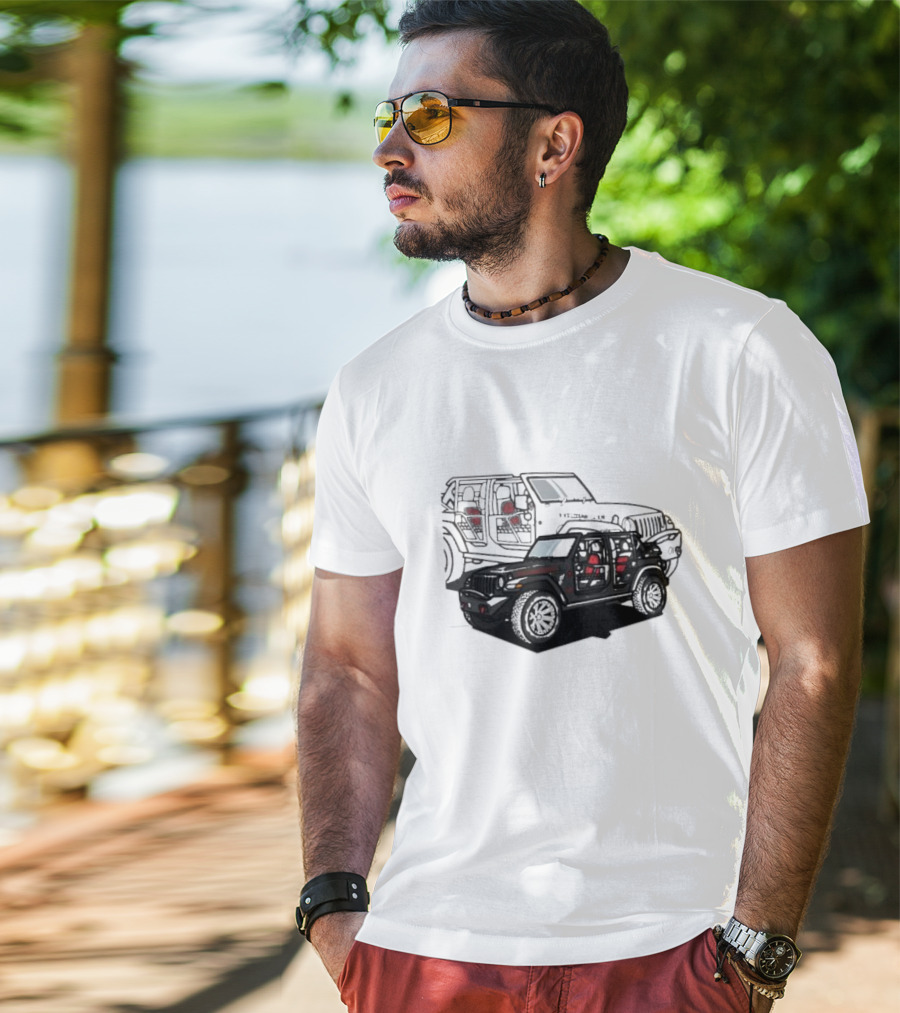 Tunic Jeep Car Illustration With Adventure Elements T-Shirt