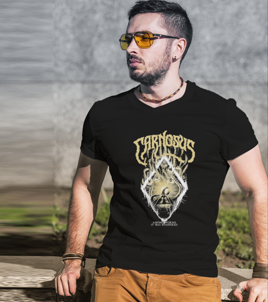 Carnosus Among Worms It Was Whispered Three-Eyed Mystical Face Enclosed In Sunburst Lines T-Shirt