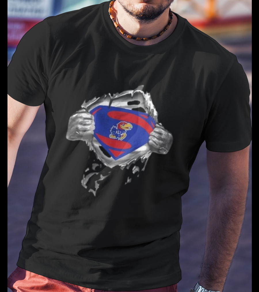 Kansas Jayhawks Emblem Revealed Inside Superman T-Shirt