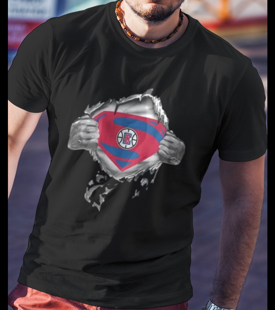 LA Clippers Superhero Emblem Reveal T-Shirt