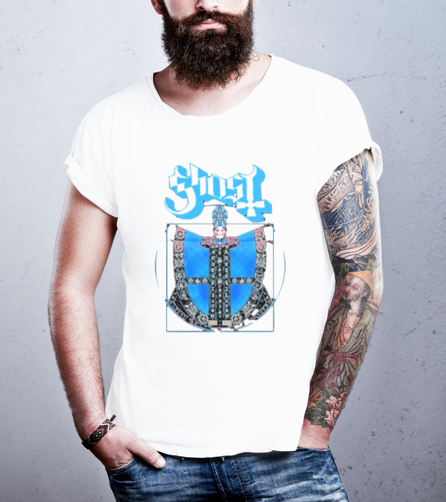 Ghost Vitruvian Skeleton Pope T-Shirt