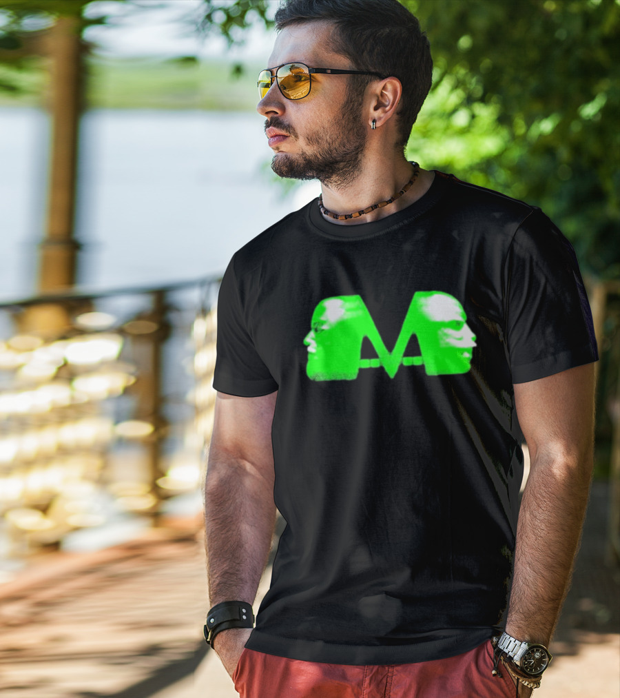 Mansionz M Faces Neon Green Portrait T-Shirt