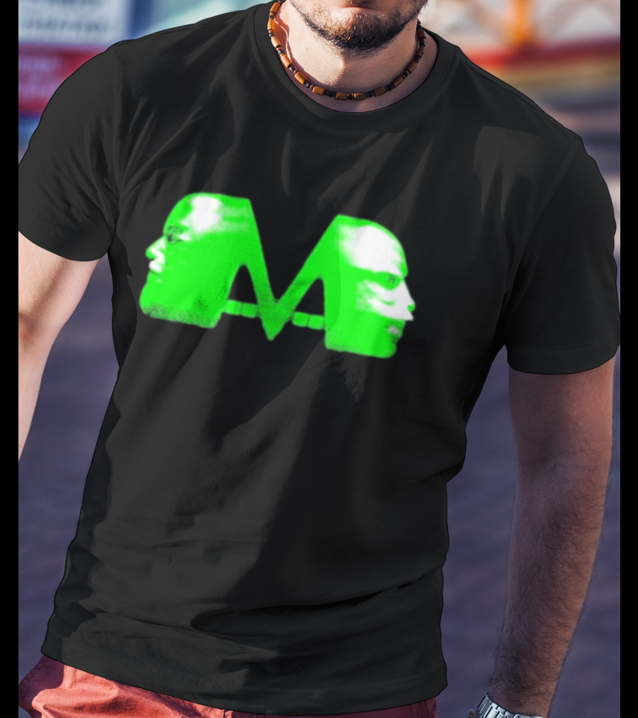Mansionz M Faces Neon Green Portrait T-Shirt