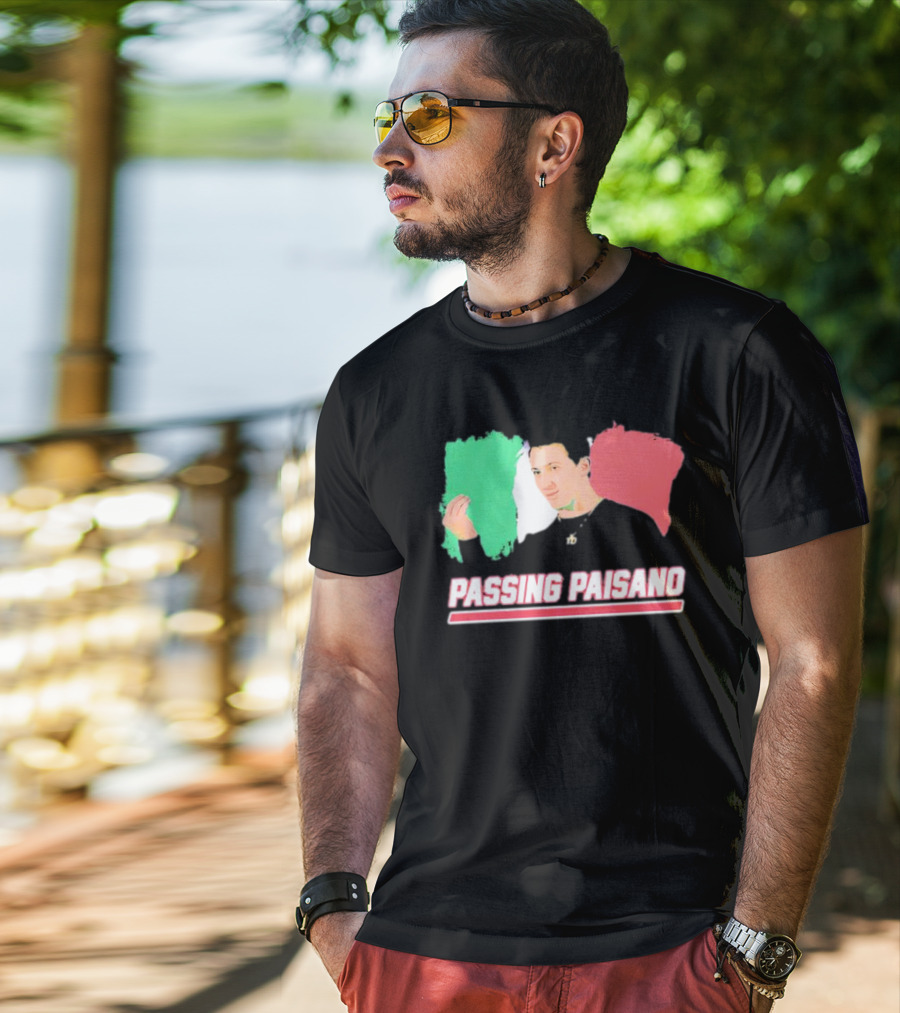 Passing Paisano Italian Gesture Flag Background T-Shirt