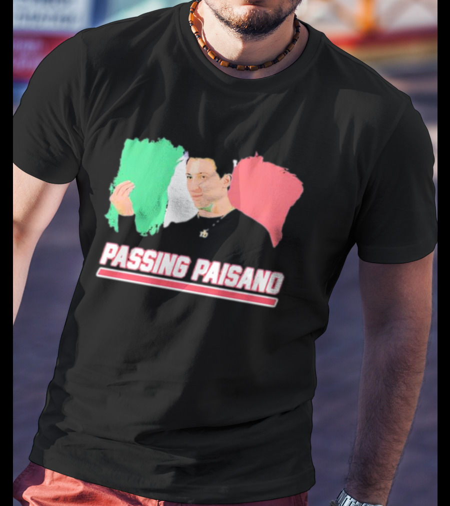 Passing Paisano Italian Gesture Flag Background T-Shirt