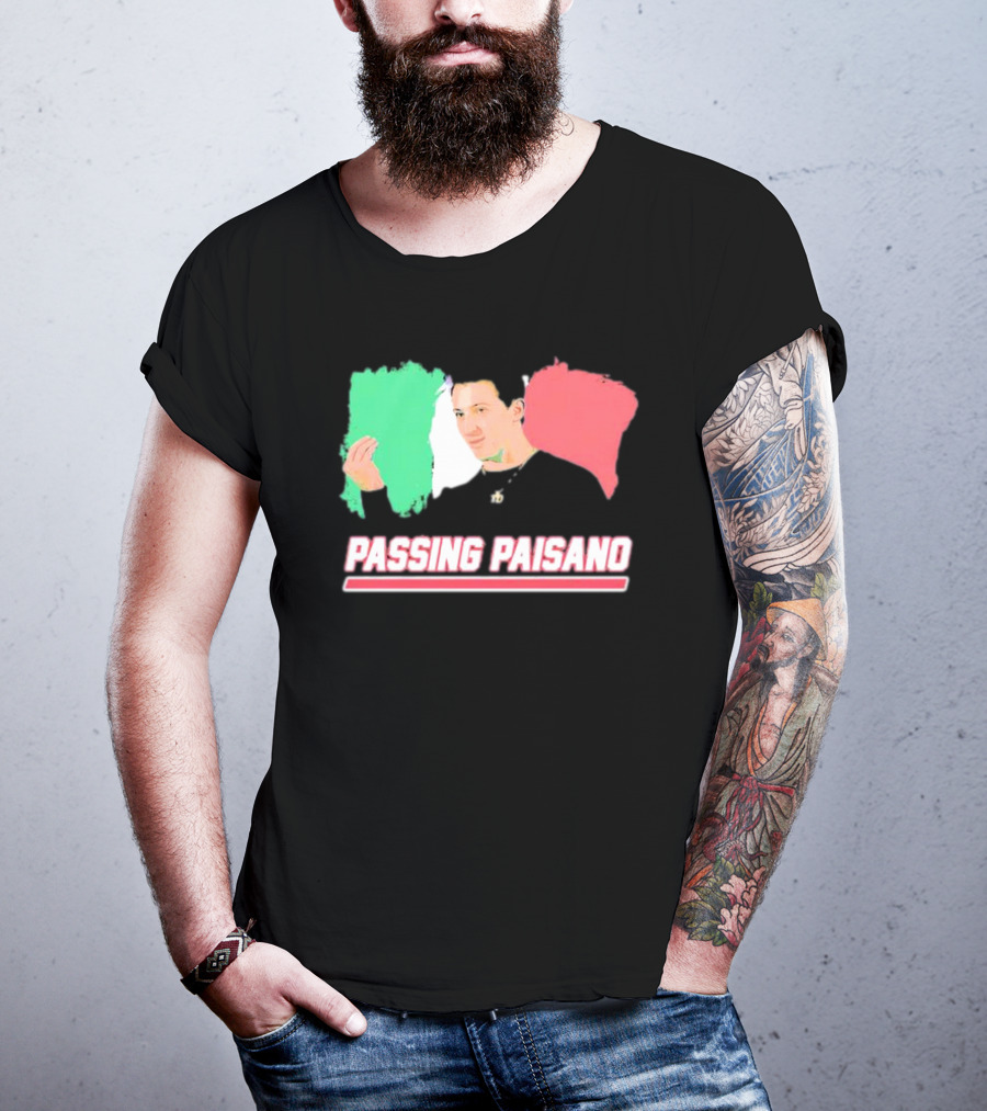 Passing Paisano Italian Gesture Flag Background T-Shirt