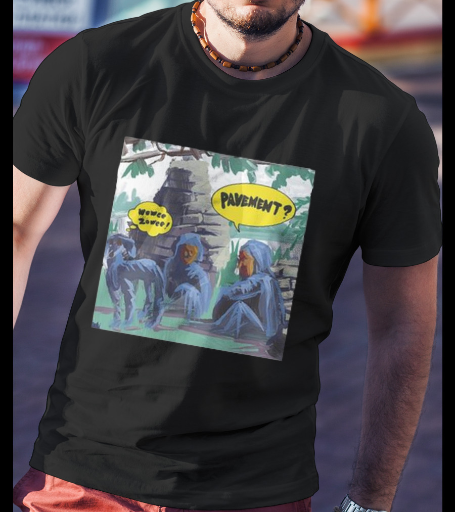 Pavement Wowee Zowee Speech Bubbles And Hooded Figures In Outdoor Scene T-Shirt