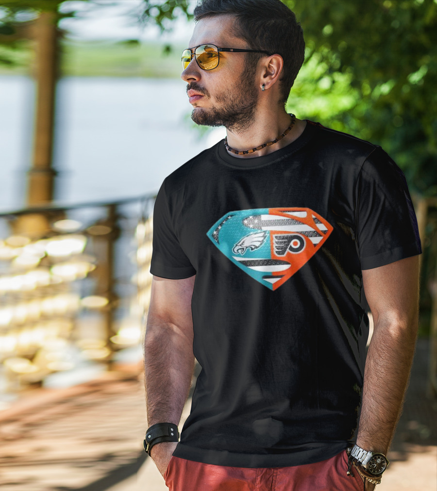 Philadelphia Eagles Philadelphia Flyers Superman Logo Mashup T-Shirt