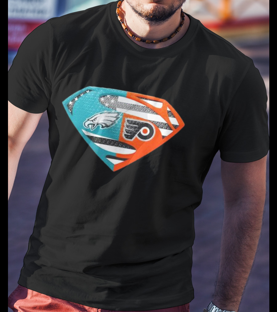 Philadelphia Eagles Philadelphia Flyers Superman Logo Mashup T-Shirt