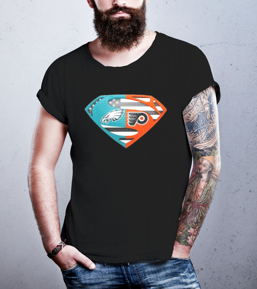 Philadelphia Eagles Philadelphia Flyers Superman Logo Mashup T-Shirt