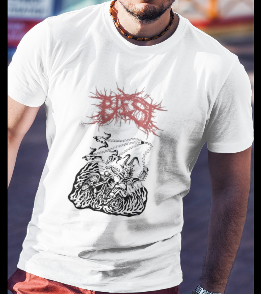 BAEST Biker Goat Rider Chains And Flames T-Shirt