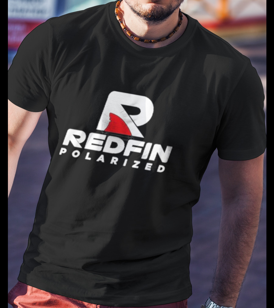REDFIN POLARIZED R SHARK LOGO WHITE AND RED T-Shirt