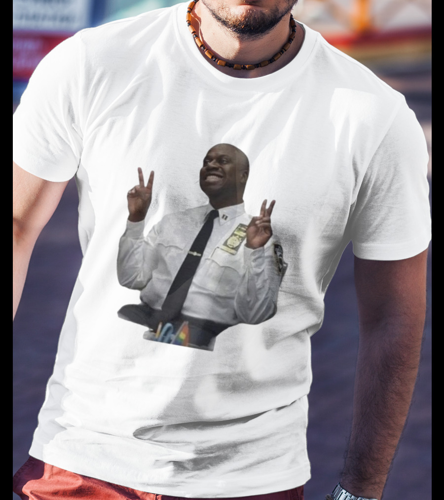 Smiling Captain Raymond Holt Andre Braugher Peace Signs Brooklyn Nine Nine T-Shirt