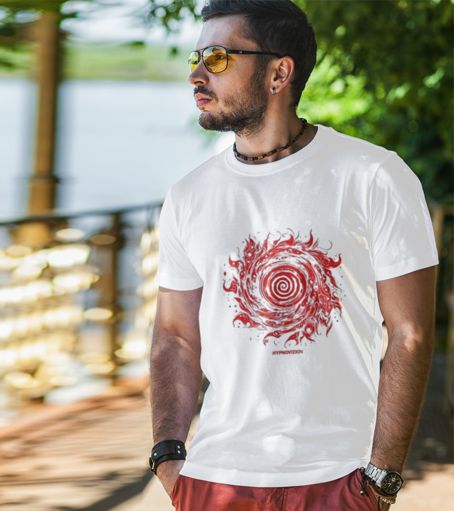 Vortex Flocked Invincible Fire Spiral T-Shirt