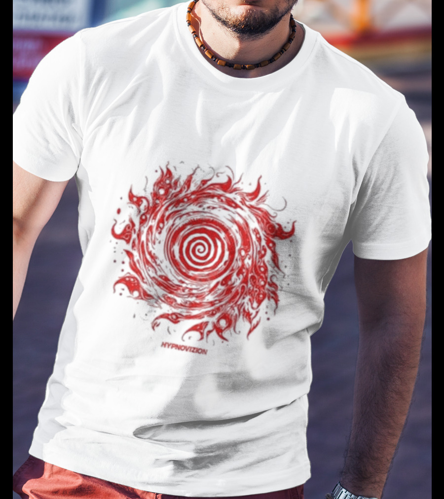Vortex Flocked Invincible Fire Spiral T-Shirt