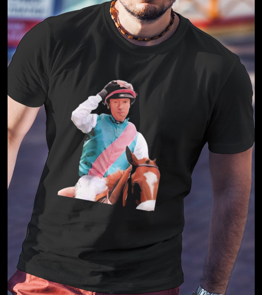 Frankie Dettori Cartoon Jockey Horse Racing Themed Image T-Shirt