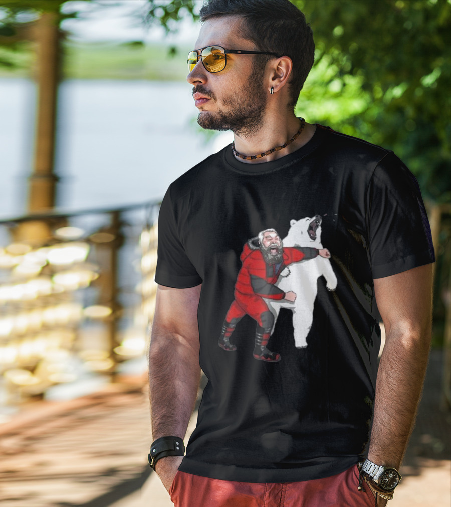 Blessed Bear Fighter Polar Punching Scene T-Shirt