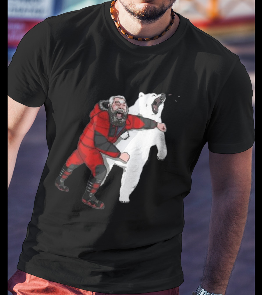 Blessed Bear Fighter Polar Punching Scene T-Shirt