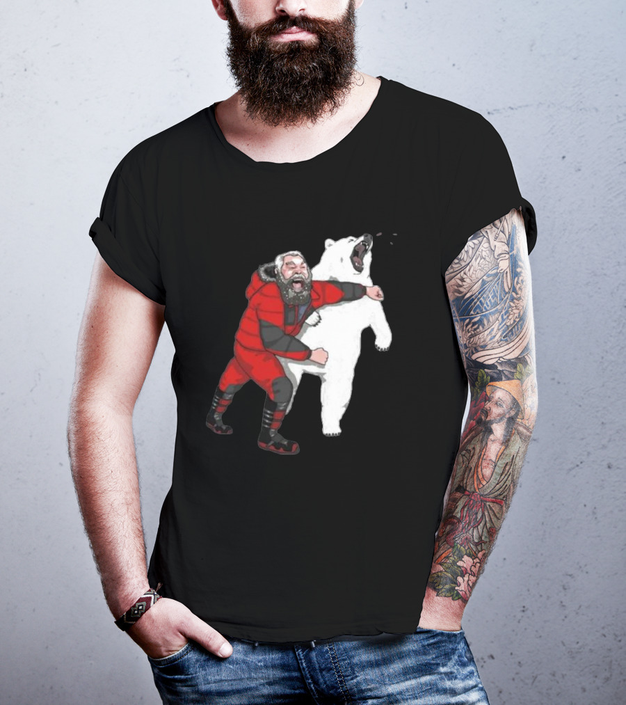 Blessed Bear Fighter Polar Punching Scene T-Shirt