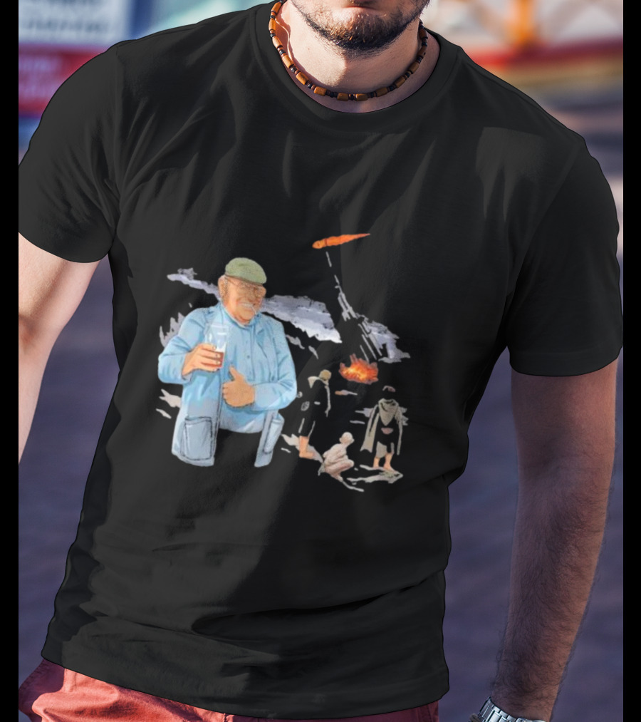 Dibnah Versus Sauron Gandalf, Hobbits, And Industrial Chimney In Middle-earth Scene T-Shirt