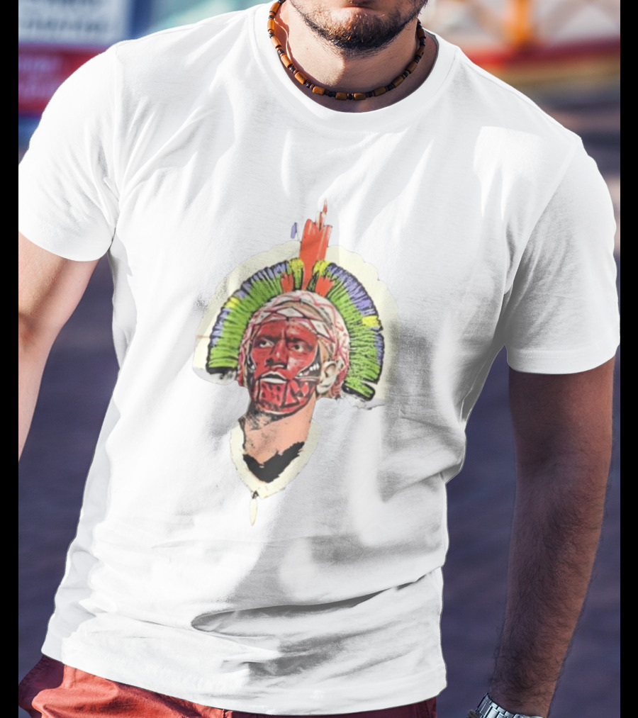 Quality Big Face Poatan Indigenous Headdress War Paint T-Shirt