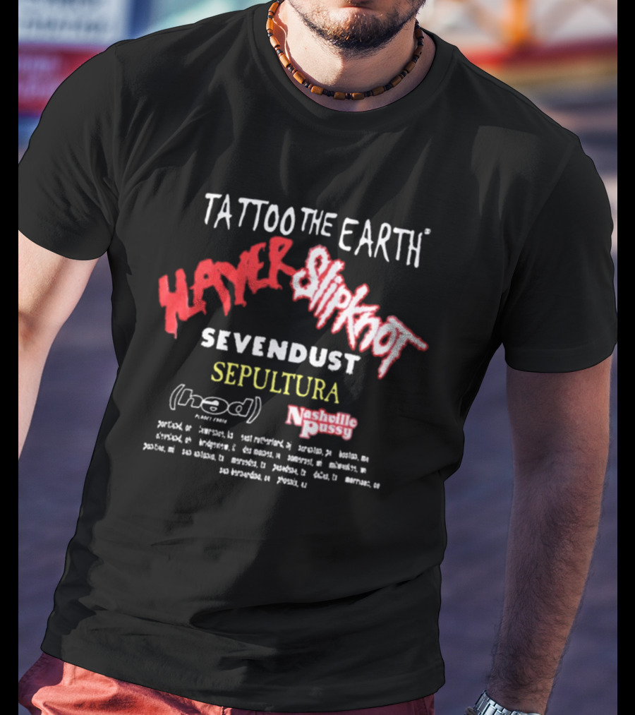 Tattoo The Earth 2000 Slayer Slipknot Sevendust Sepultura Tour T-Shirt