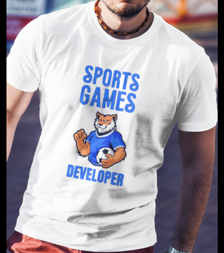Sports Games Developer Tiger Holding Soccer Ball T-Shirt