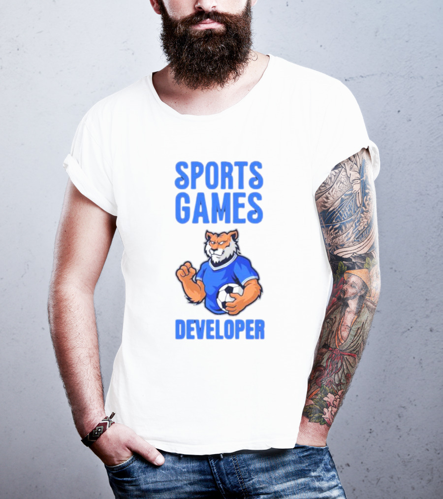 Sports Games Developer Tiger Holding Soccer Ball T-Shirt