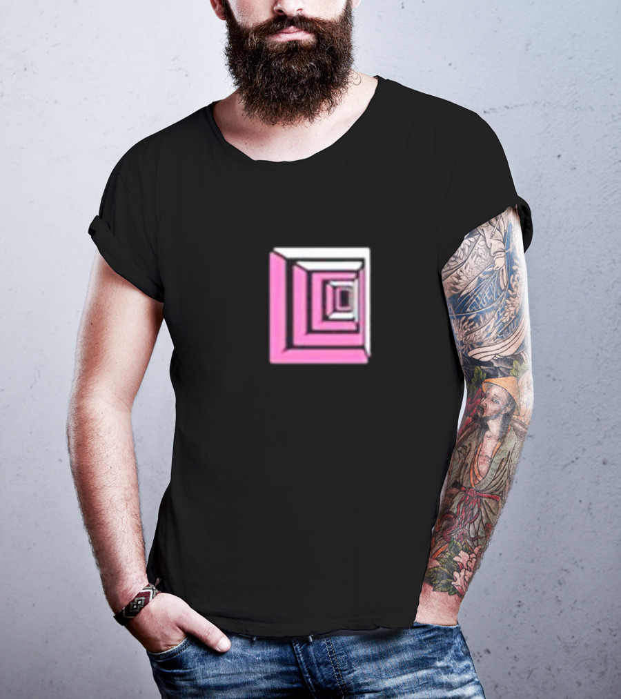 Shoplucid Pink Geometric Square Optical Illusion T-Shirt