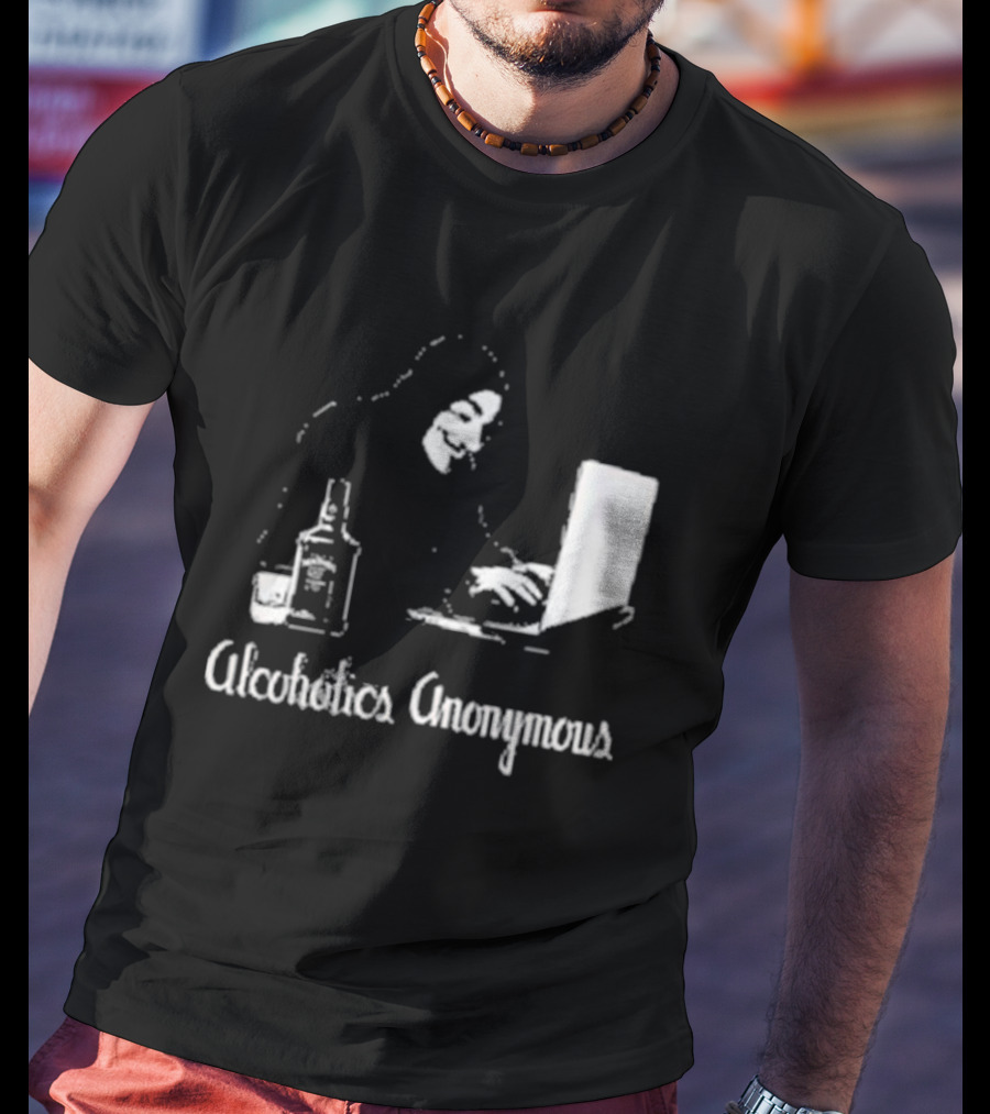 Alcoholics Anonymous Guy Fawkes Mask Hacker With Laptop T-Shirt