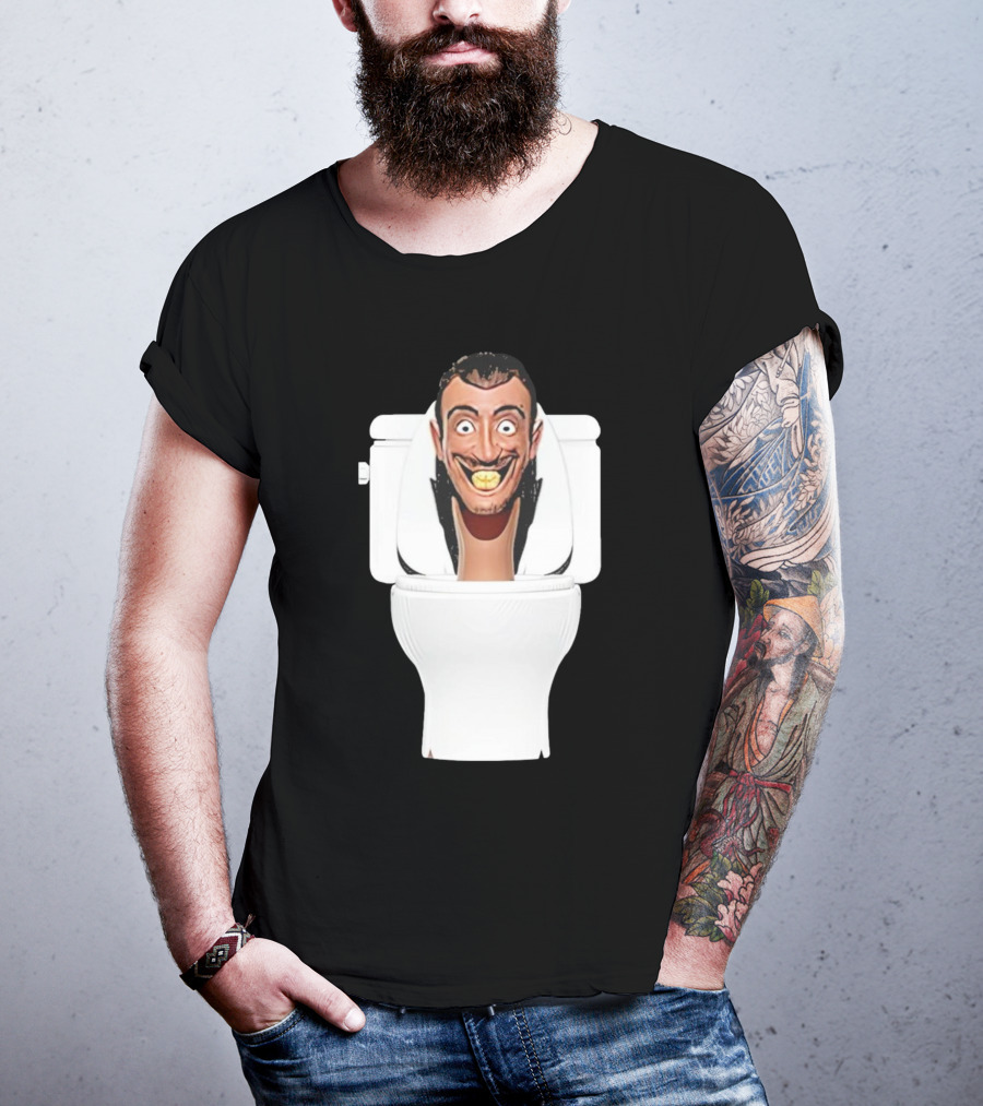 Skibidi Toilet Funny Face Character Head In Commode T-Shirt
