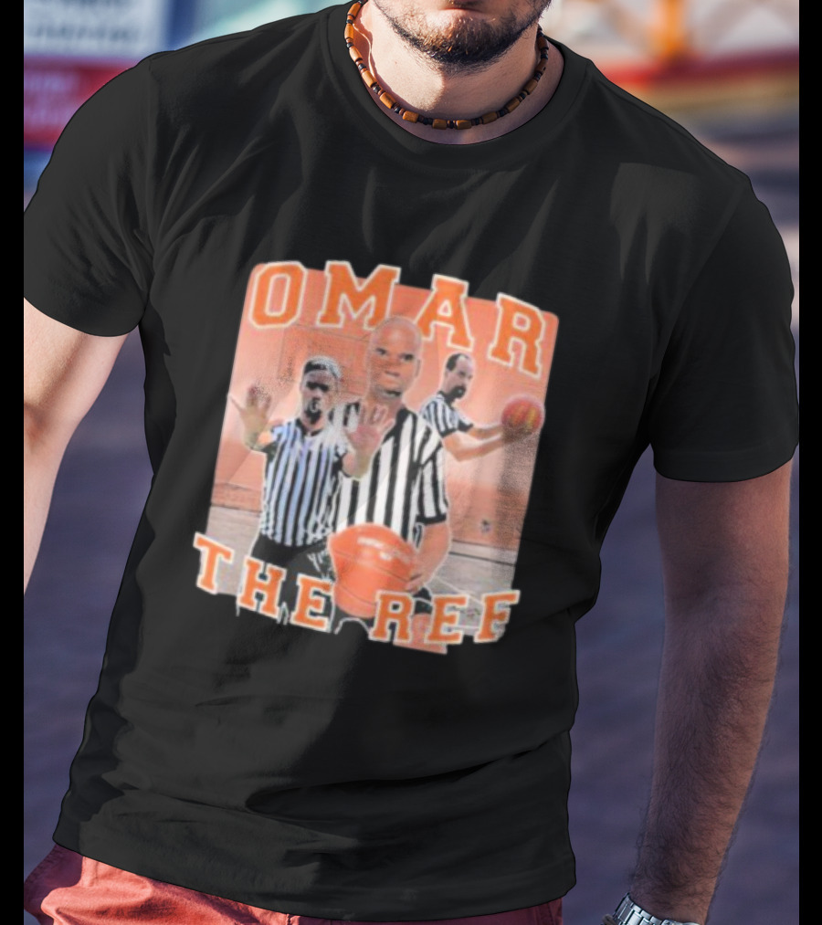 Omar The Ref Basketball Referee In Action With Whistle And Ball T-Shirt
