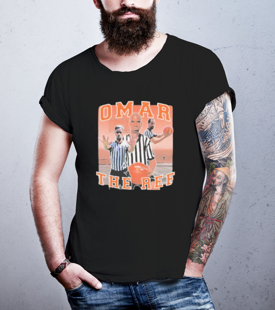 Omar The Ref Basketball Referee In Action With Whistle And Ball T-Shirt