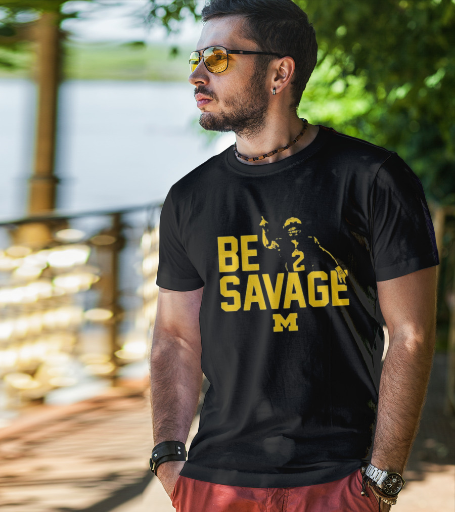 Be Savage Michigan Football Number 2 M T-Shirt