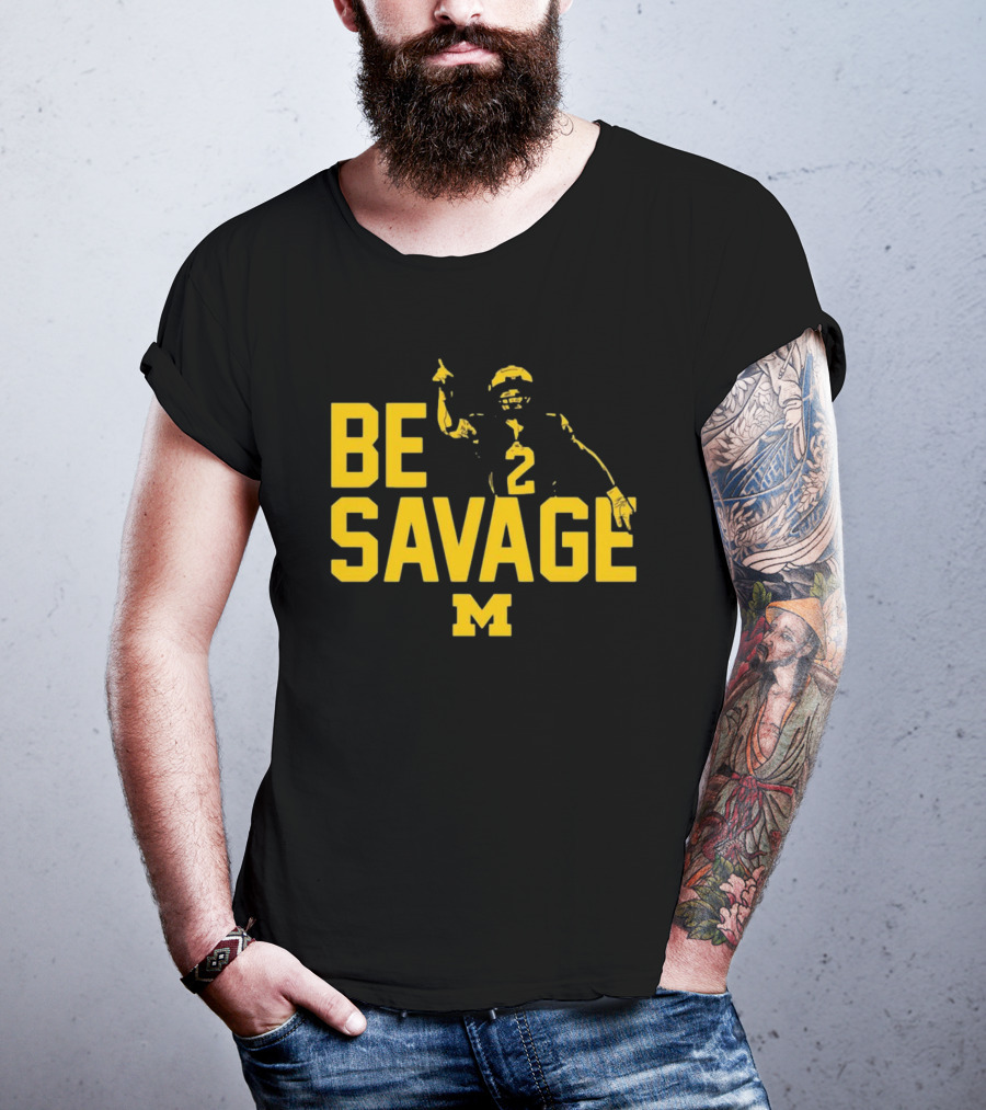 Be Savage Michigan Football Number 2 M T-Shirt