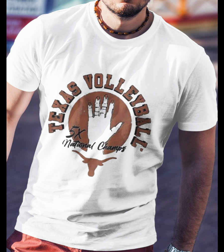 Texas Volleyball 5x National Champs Longhorn Handprint T-Shirt