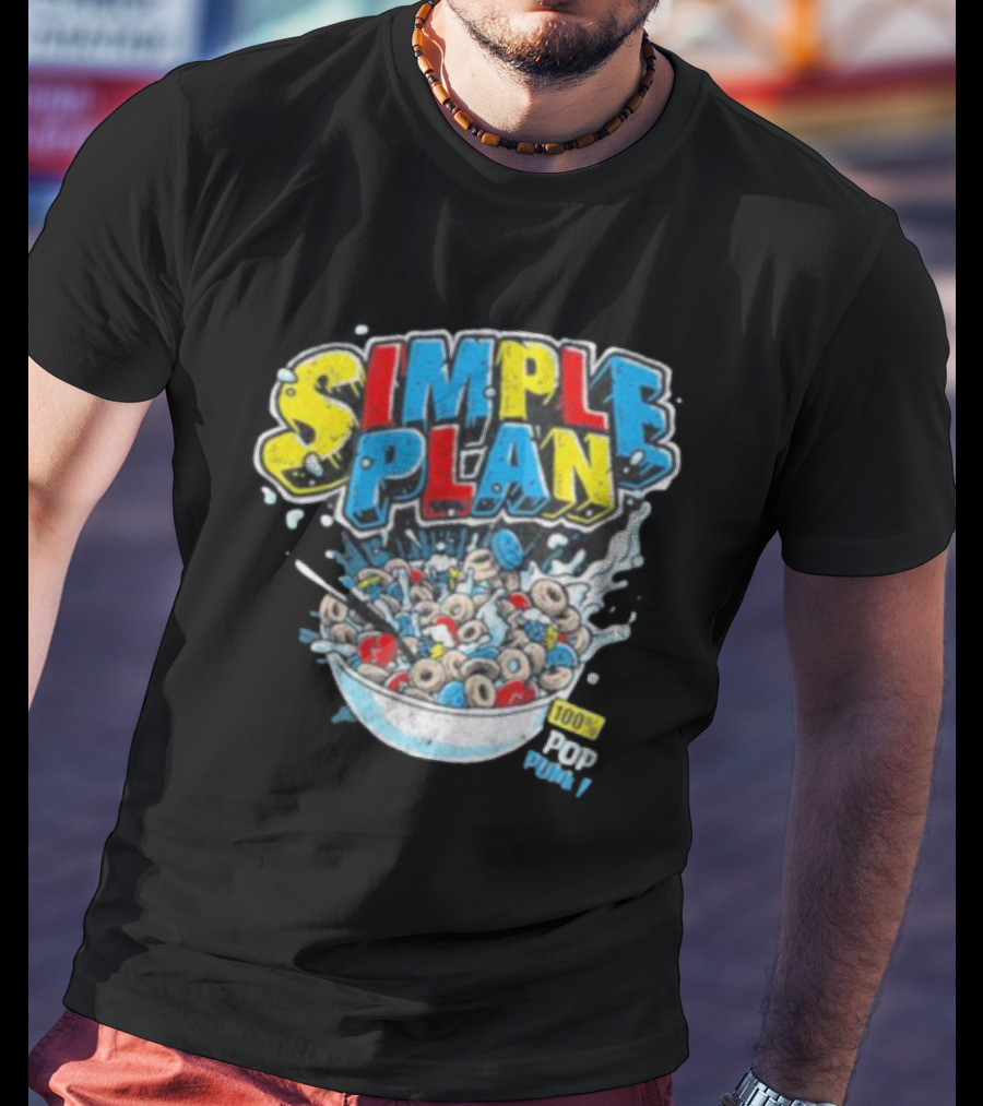 Simple Plan Pop Punk Cereal Bowl Explosion 100% T-Shirt