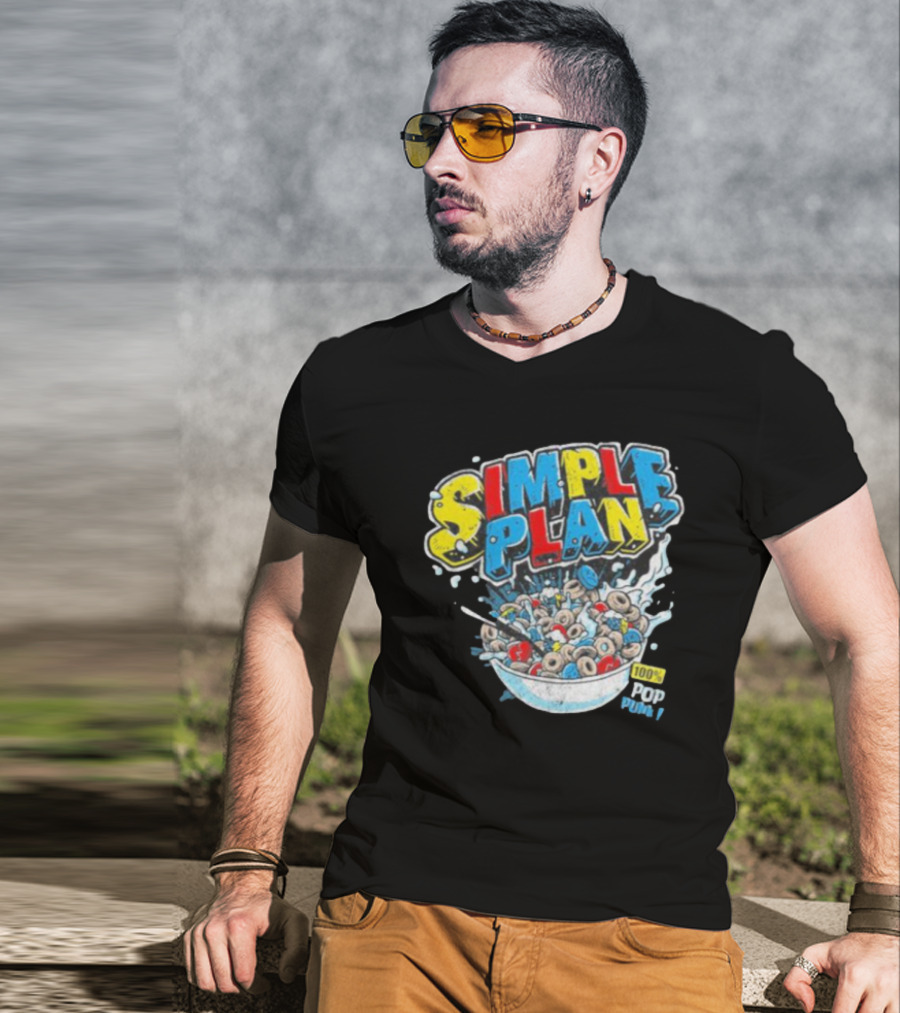 Simple Plan Pop Punk Cereal Bowl Explosion 100% T-Shirt