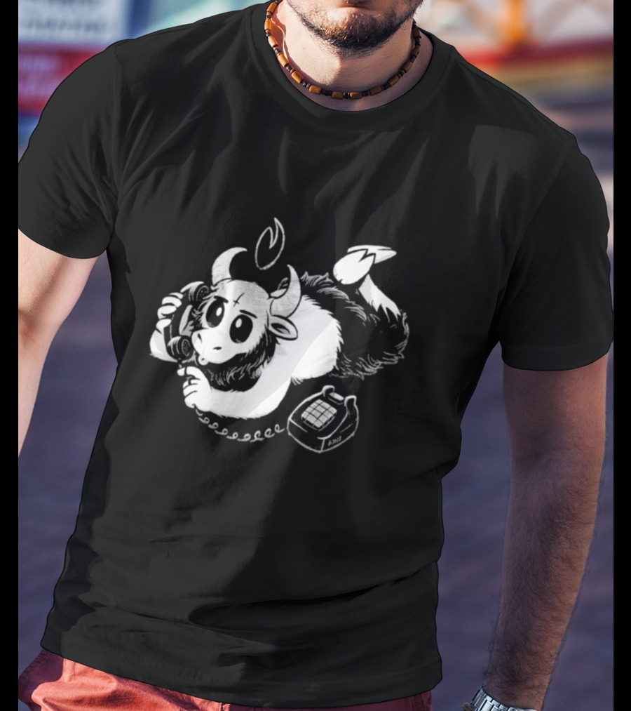 Belzebubs Satan Calls Gothic Cartoon Sheep On Phone T-Shirt