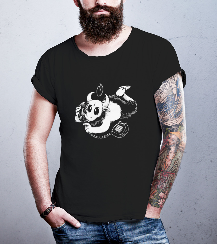 Belzebubs Satan Calls Gothic Cartoon Sheep On Phone T-Shirt