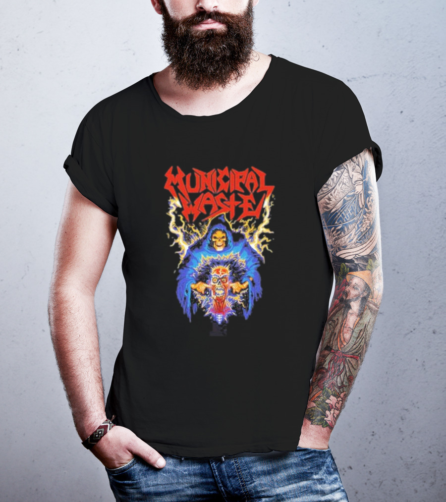 Municipal Waste Wet Willy Grim Reaper Electric Skull T-Shirt