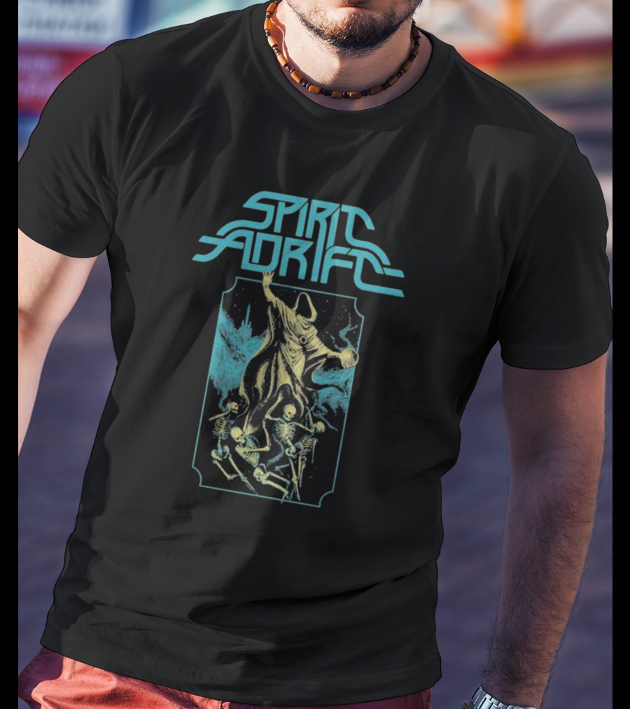 Spirit Adrift Summoner Skeleton Cloaked Figure And Dancing Skeletons T-Shirt