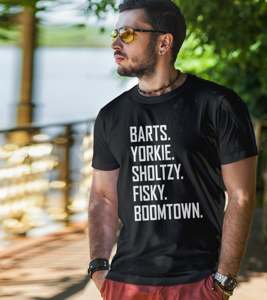 Barts Yorkie Sholtzy Fisky Boomtown Text Sequence T-Shirt