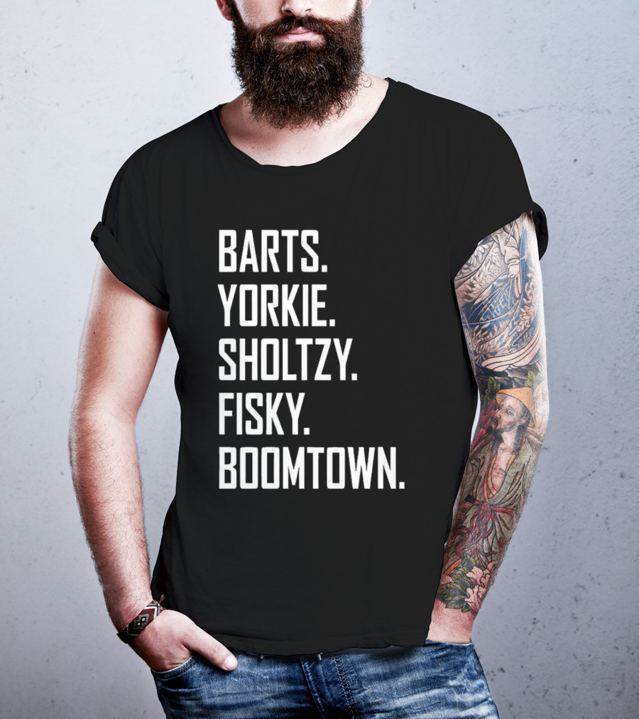 Barts Yorkie Sholtzy Fisky Boomtown Text Sequence T-Shirt